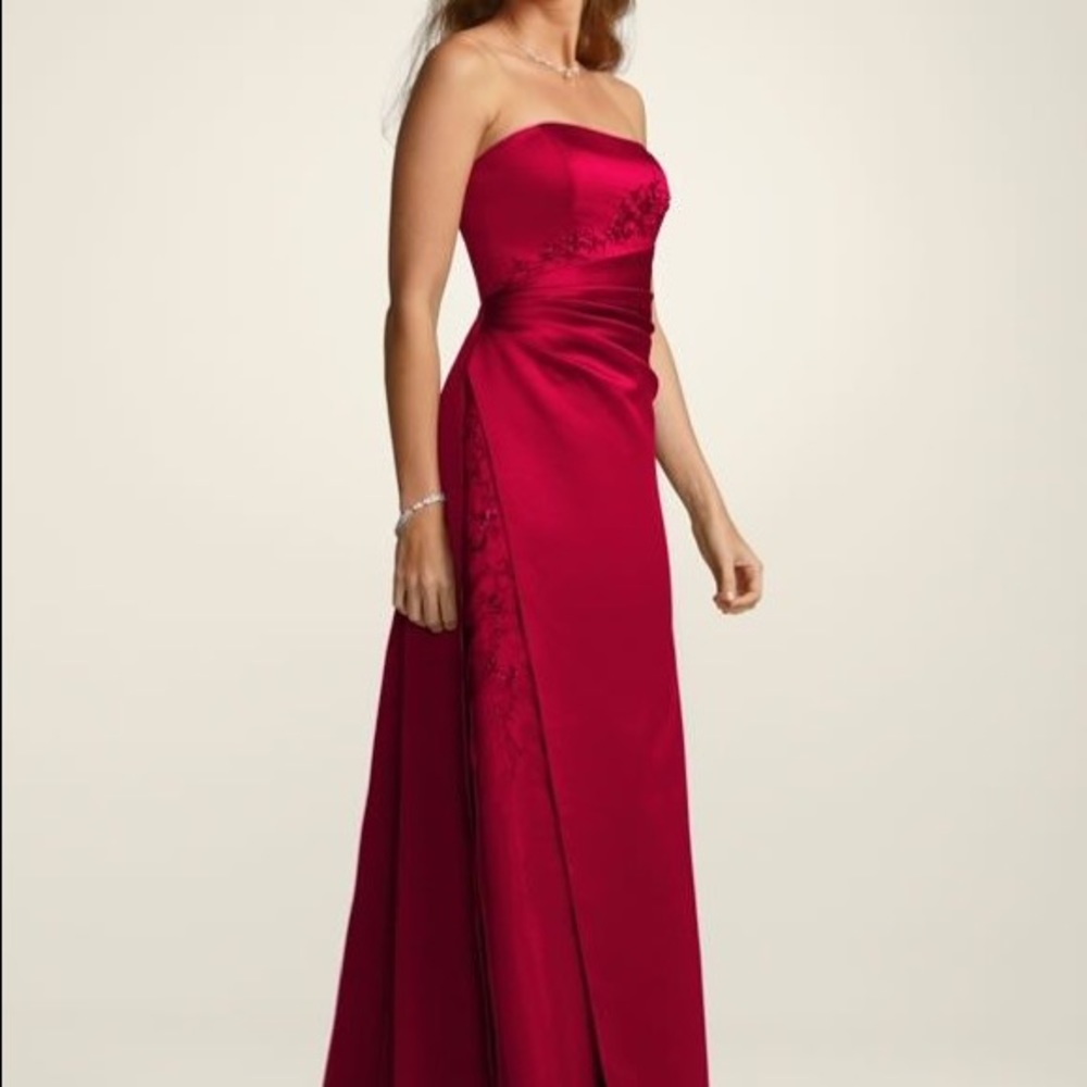 David’s Bridal Copper Brown Strappless Bridesmaid Wedding Dress Prom Size 14 - Picture 2 of 11